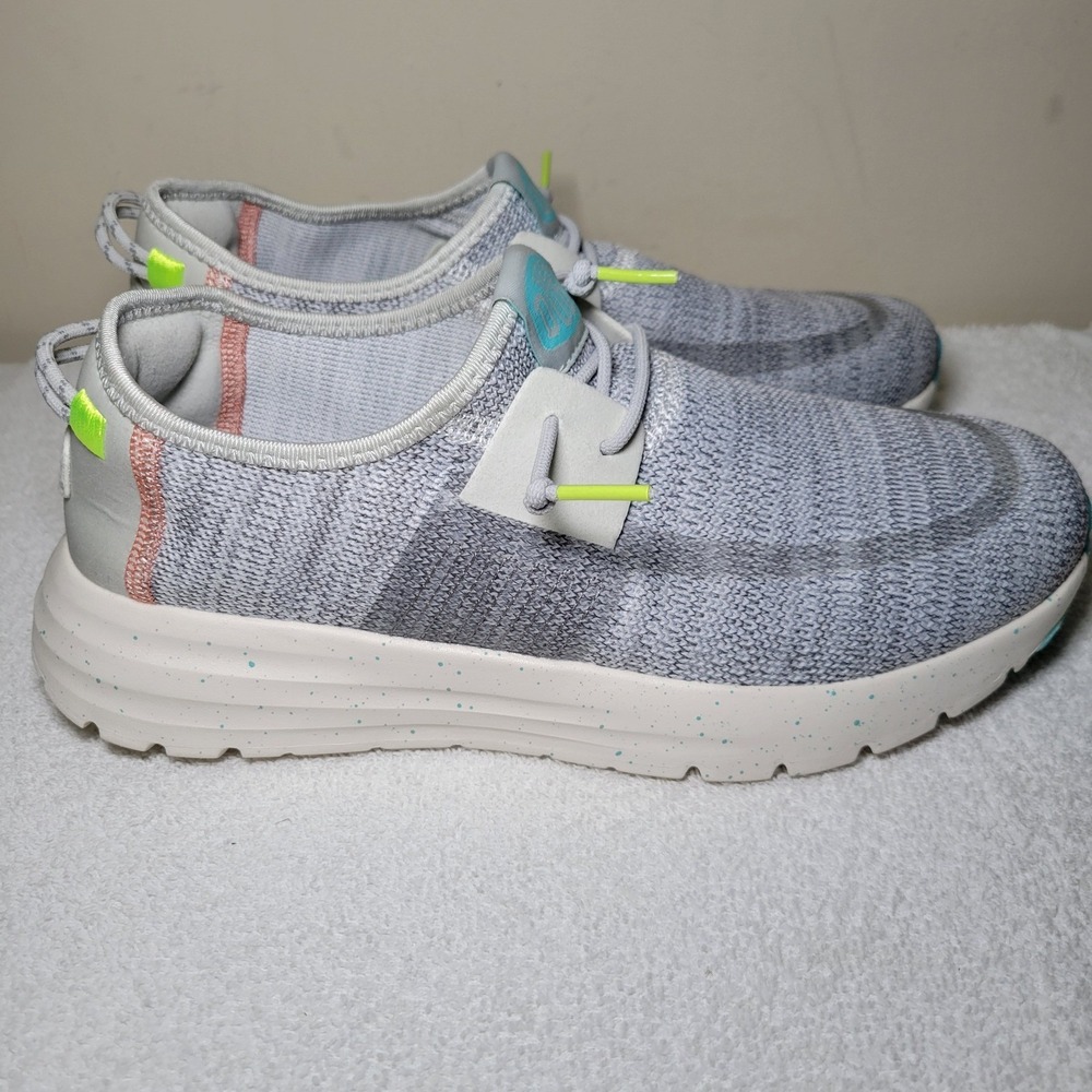 Hey Dude Sirocco W Speckle Grey Teal Knit Slip On Sneakers Womens Size 9